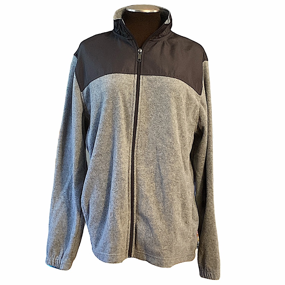 Starter | Men’s Polar Fleece Jacket | Large Two Tone Gray Zip Up